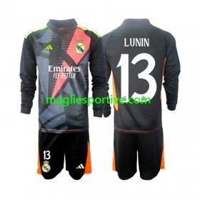 Completo Calcio Real Madrid Andriy Lunin 13 Portiere Bambino Divisa Trasferta 2024-2025 ML